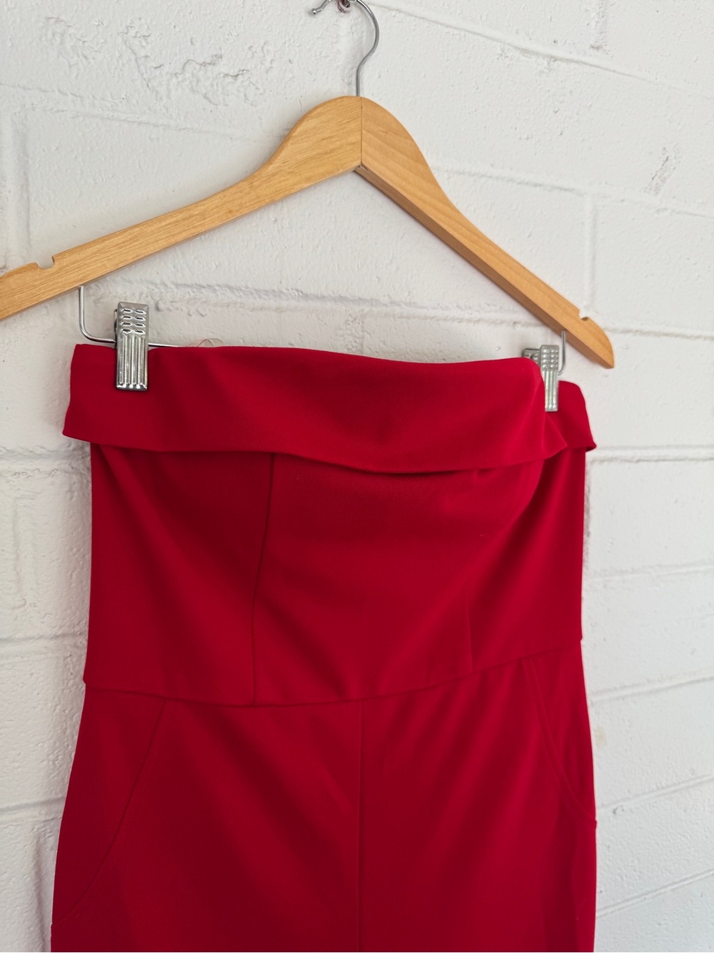 Red Elegant Strapless Wedding Guest Wide Leg Jumpsuit Crystal Sky Women’s Medium - Picture 5 of 10